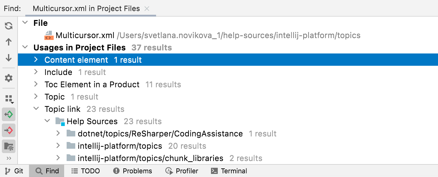 Find tool window Find tool window