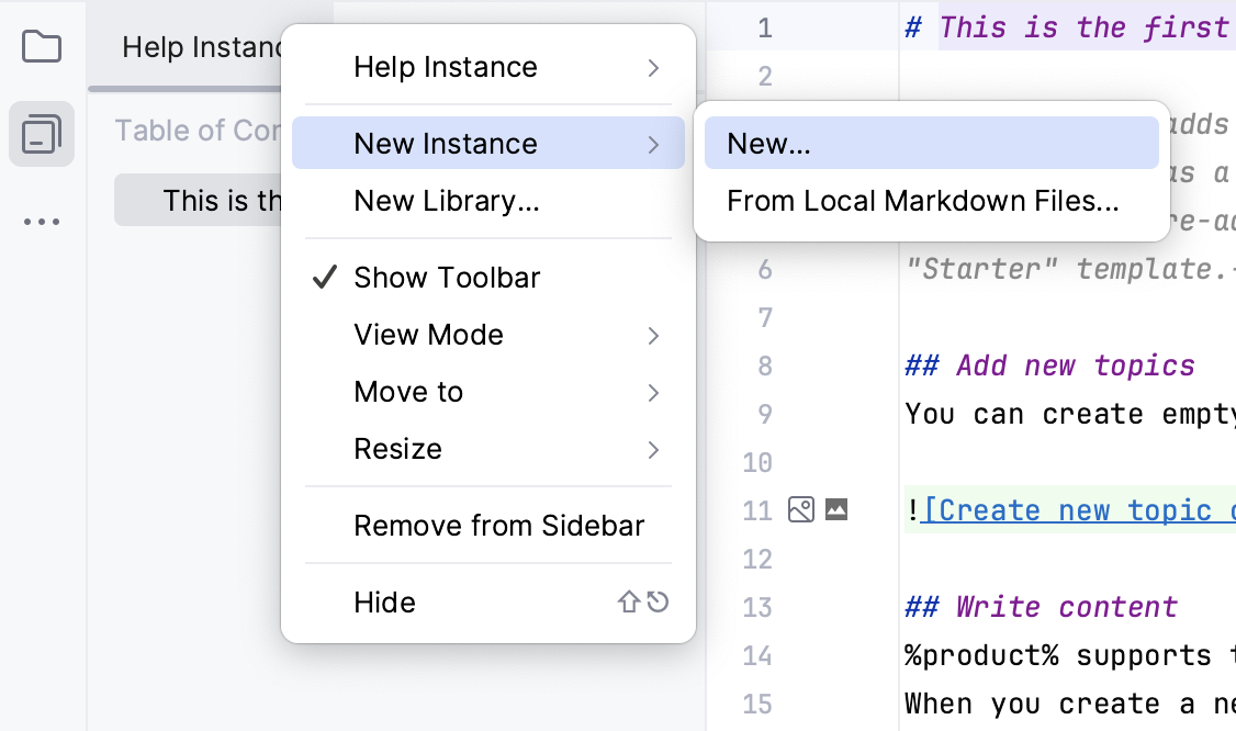 Create a new instance Create a new instance