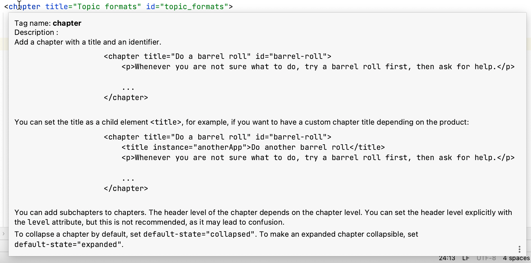 Documentation for semantic tags Documentation for semantic tags