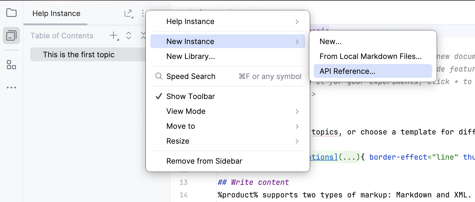 Create new API doc instance Create new API doc instance