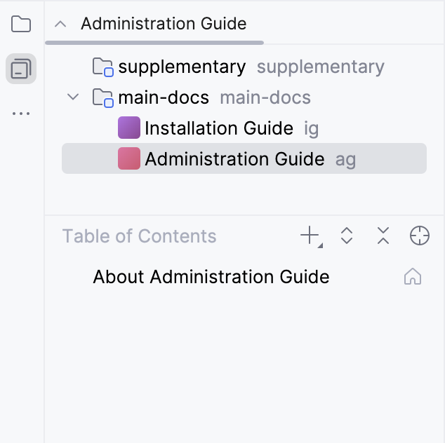 Writerside tool window: two modules Writerside tool window: two modules