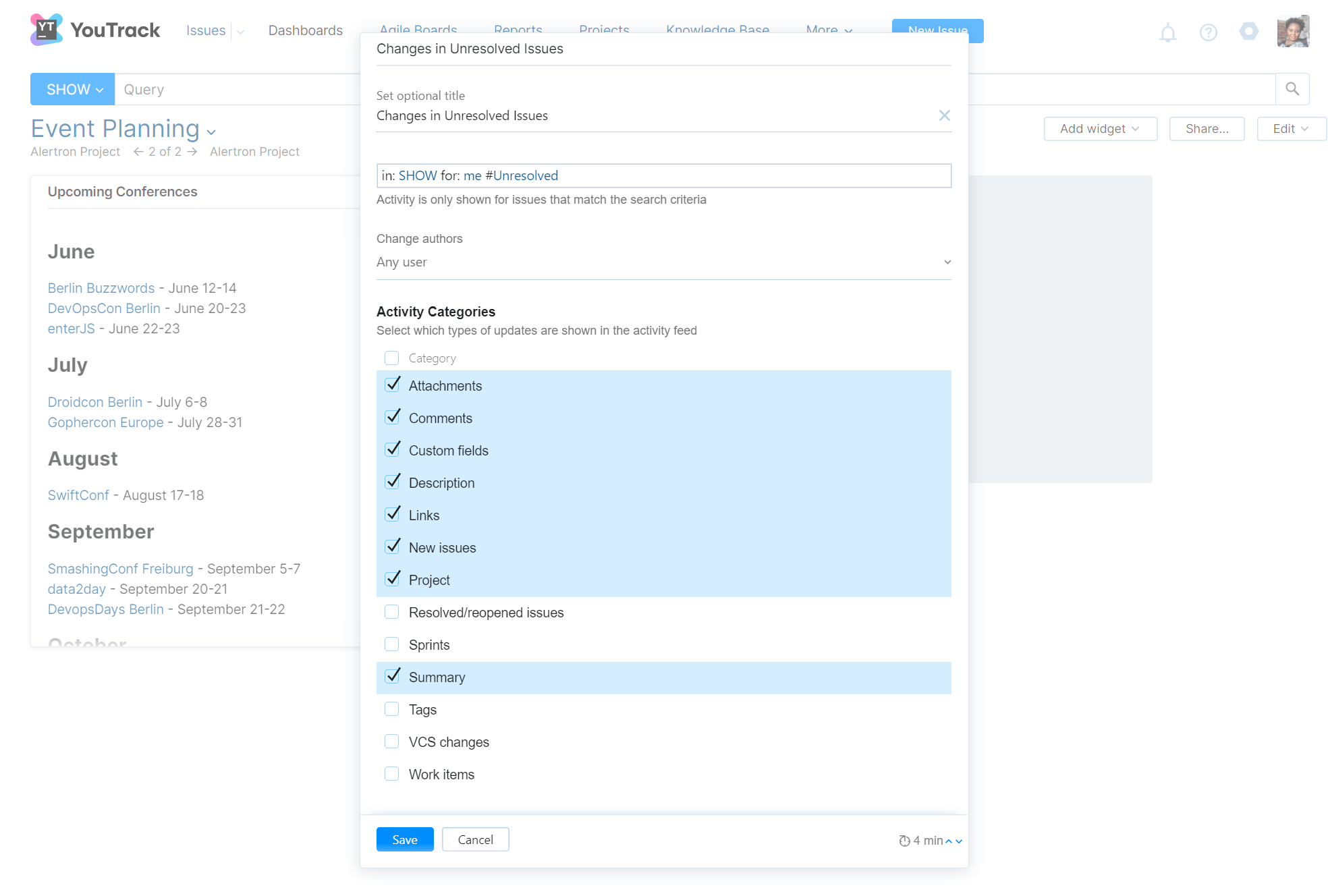 New widget configuration dialog New widget configuration dialog