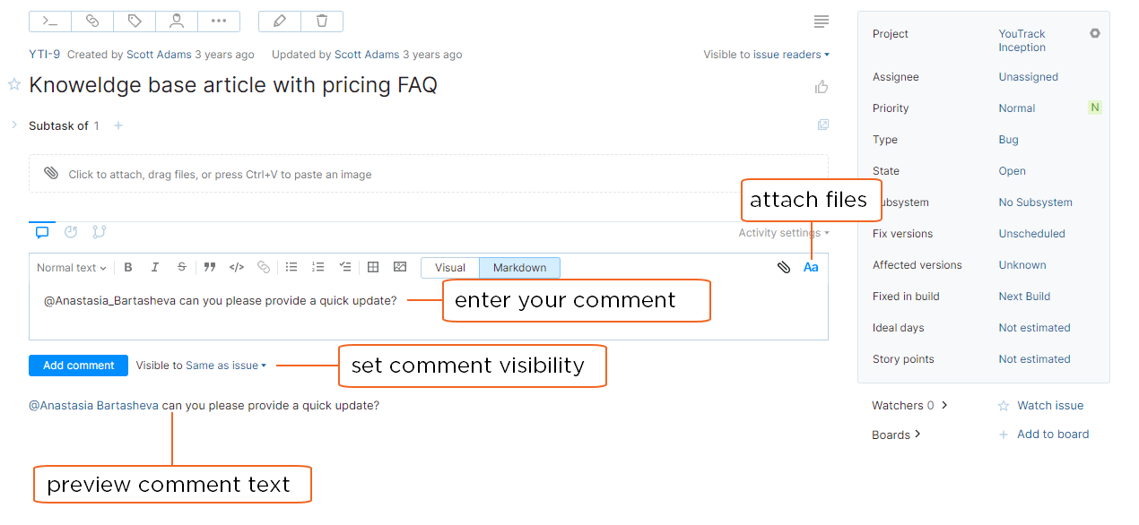 Add comment single issue view Add comment single issue view