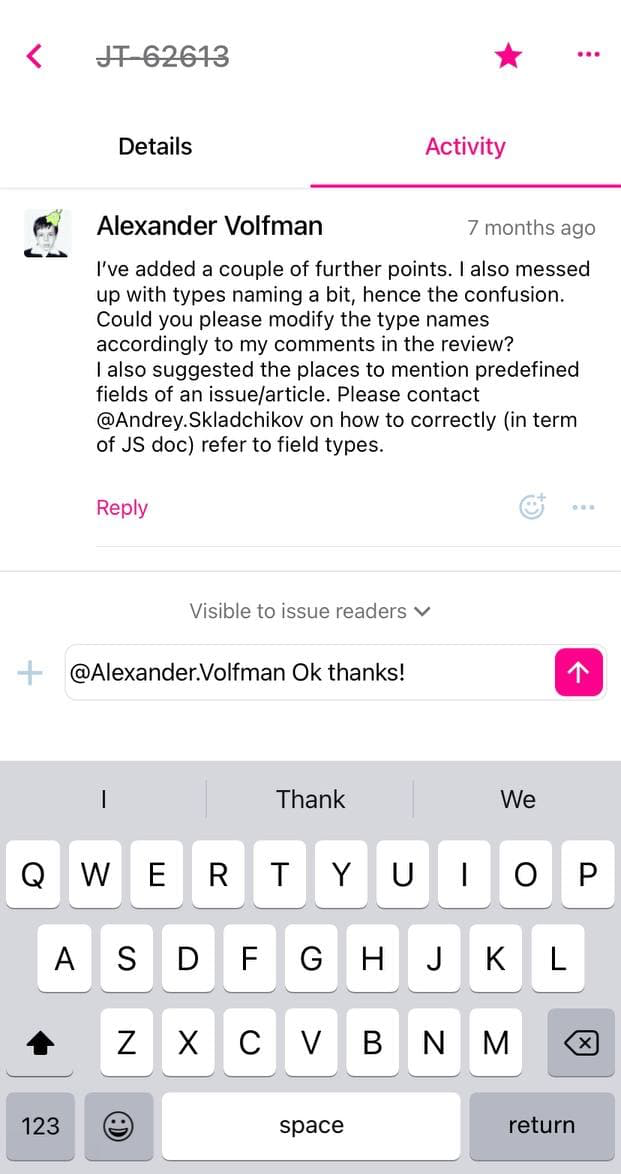 Controls for adding a comment to an issue in the mobile app. Controls for adding a comment to an issue in the mobile app.
