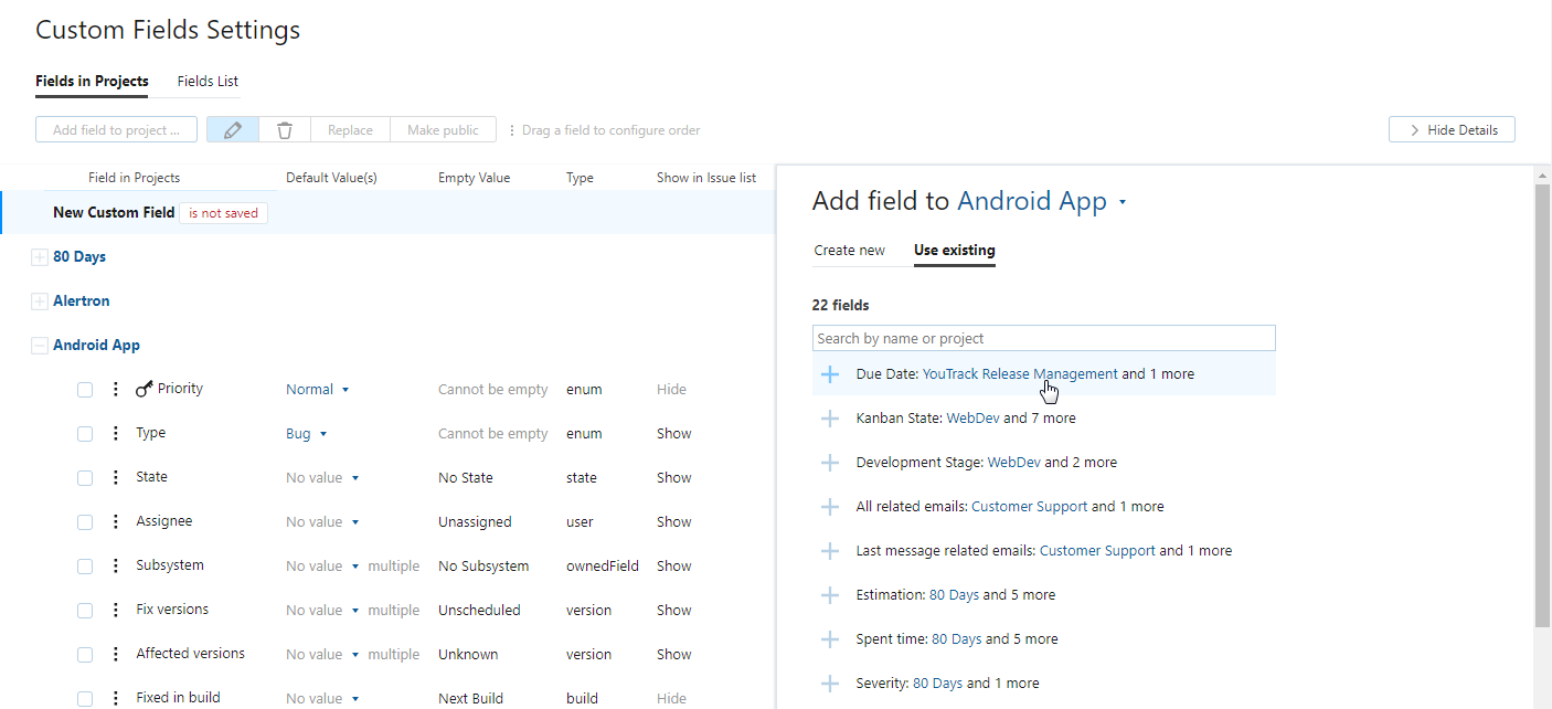 add field to project add field to project