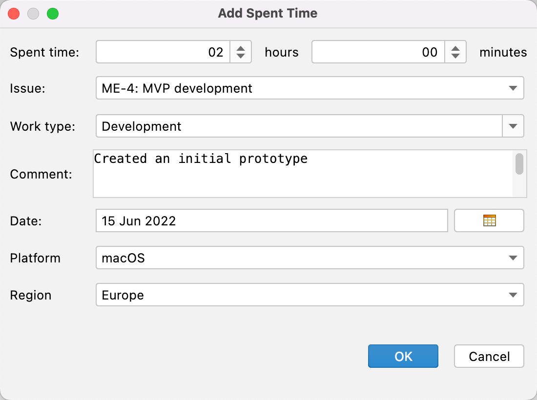 Add Spent Time dialog for the YouTrack Integration plugin. Add Spent Time dialog for the YouTrack Integration plugin.