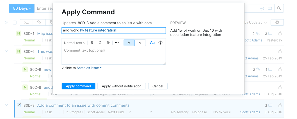 Add work item by command Add work item by command