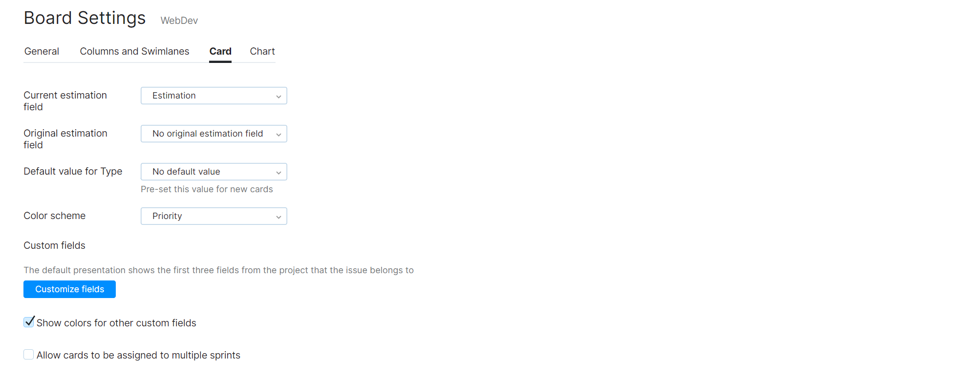 Agile time tracking card settings Agile time tracking card settings