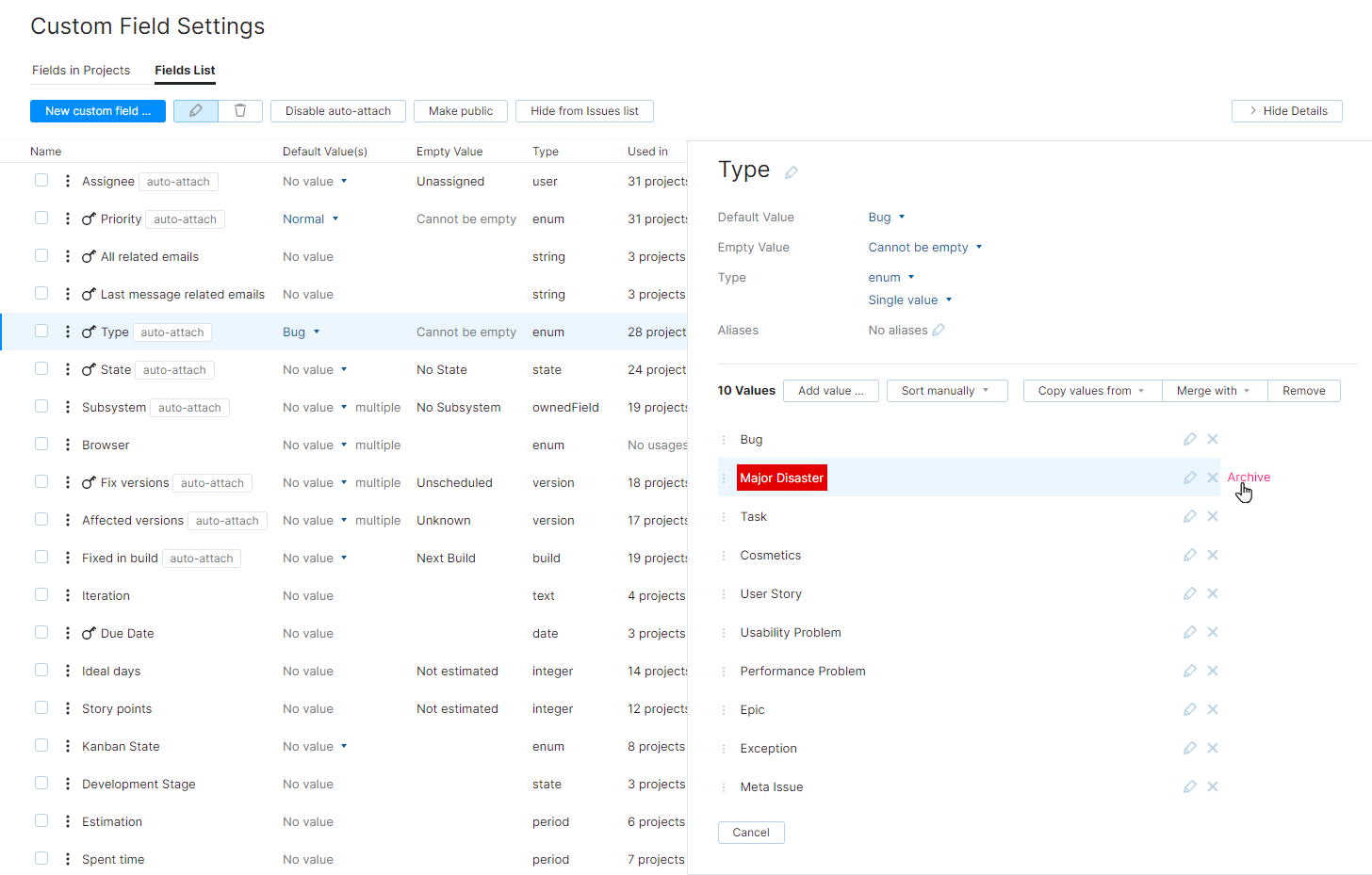 Archive link for a value in a custom field. Archive link for a value in a custom field.
