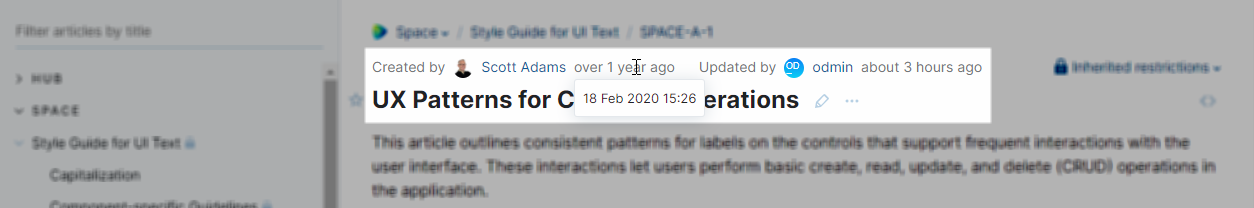 Metadata for an article in the knowledge base. Metadata for an article in the knowledge base.