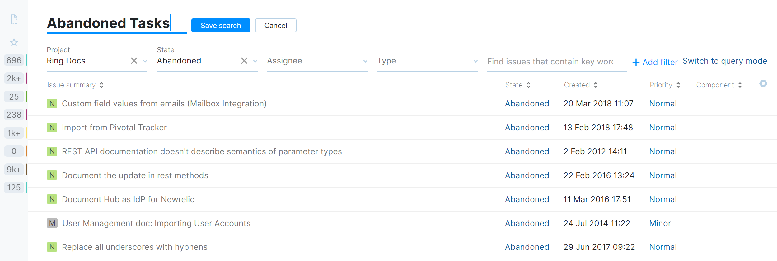 Assigning a name to the saved search. Assigning a name to the saved search.