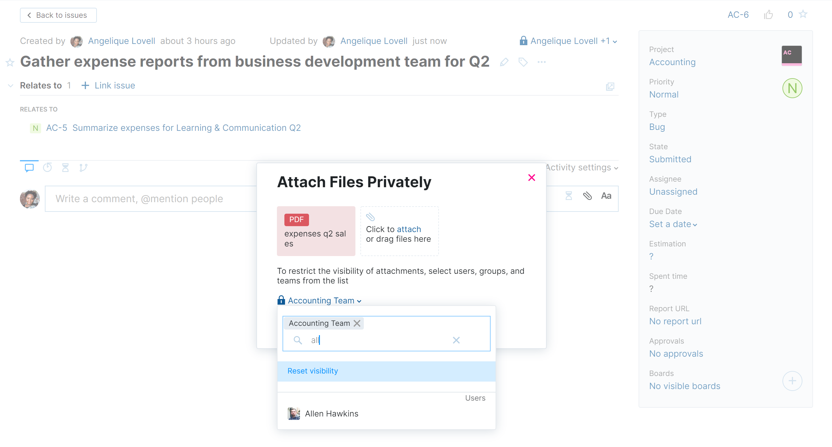 Attach files privately Attach files privately