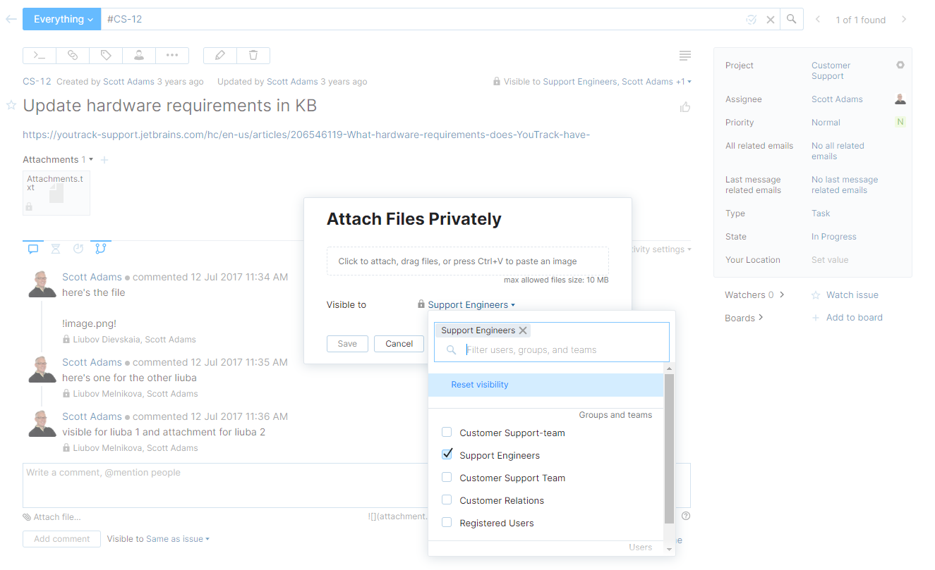 Attach files privately Attach files privately