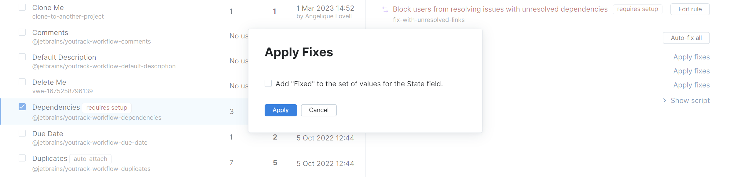 Attach workflows apply fixes. Attach workflows apply fixes.