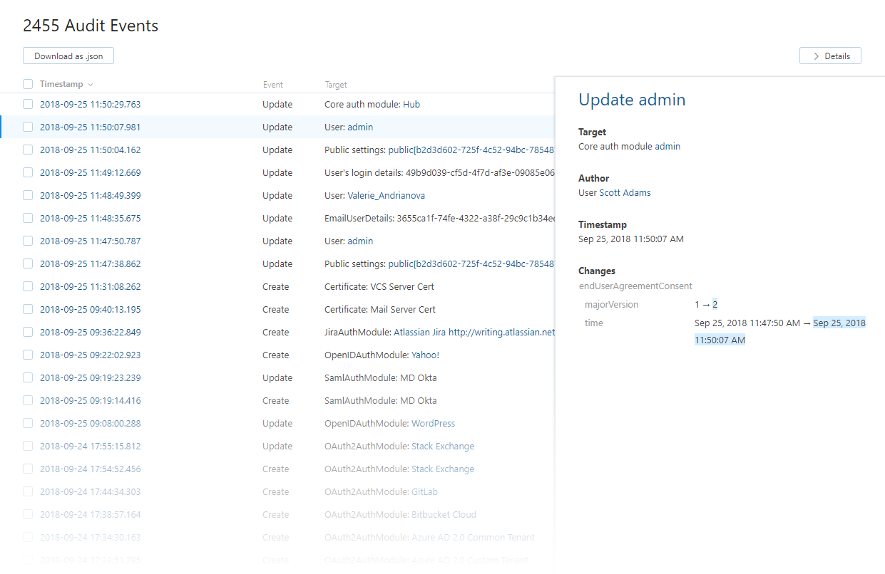 Audit events Audit events
