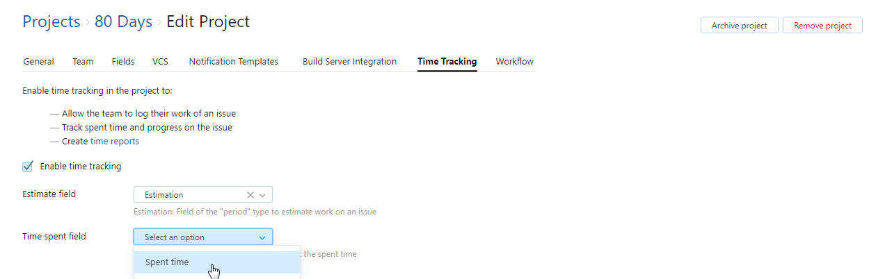 time tracking fields time tracking fields