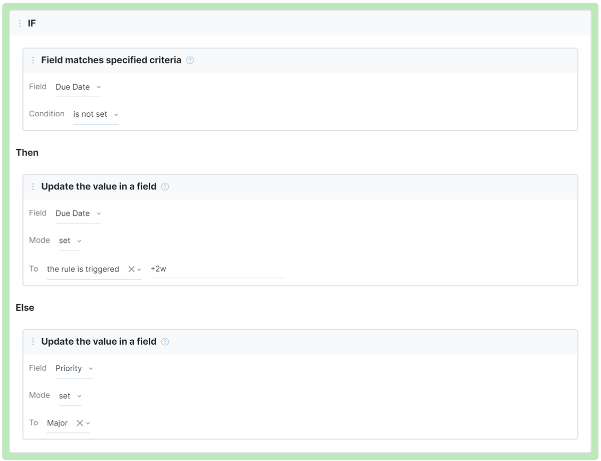The IF building block in the set of actions for a workflow rule. The IF building block in the set of actions for a workflow rule.
