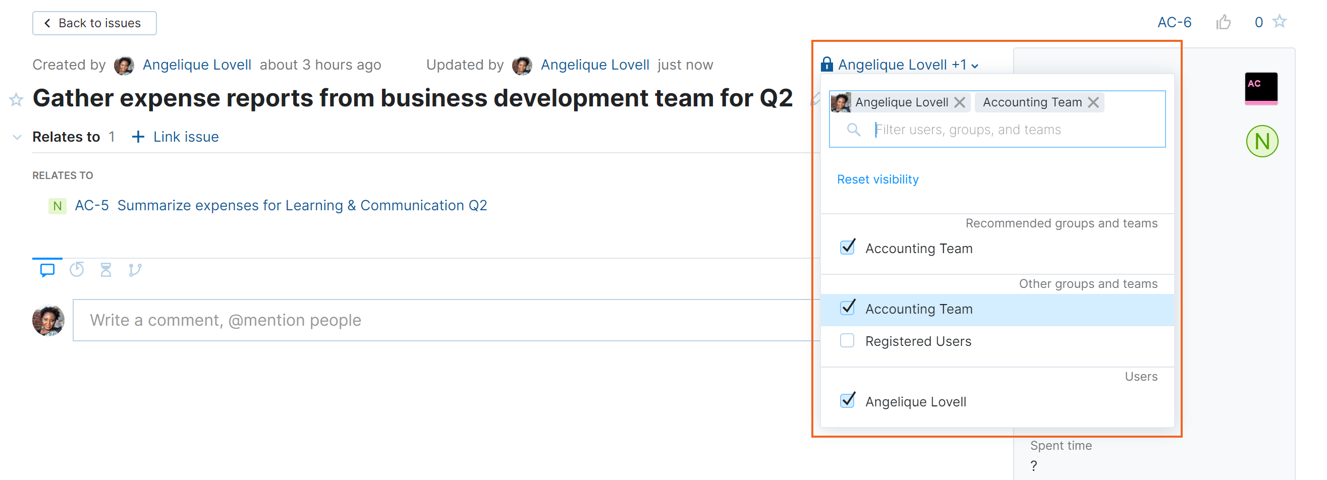 Change issue visibility Change issue visibility