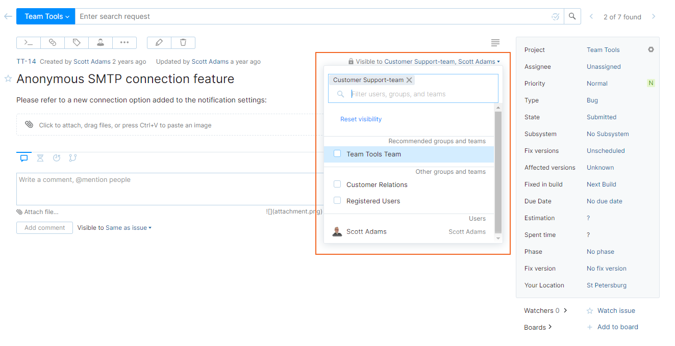 Change issue visibility Change issue visibility
