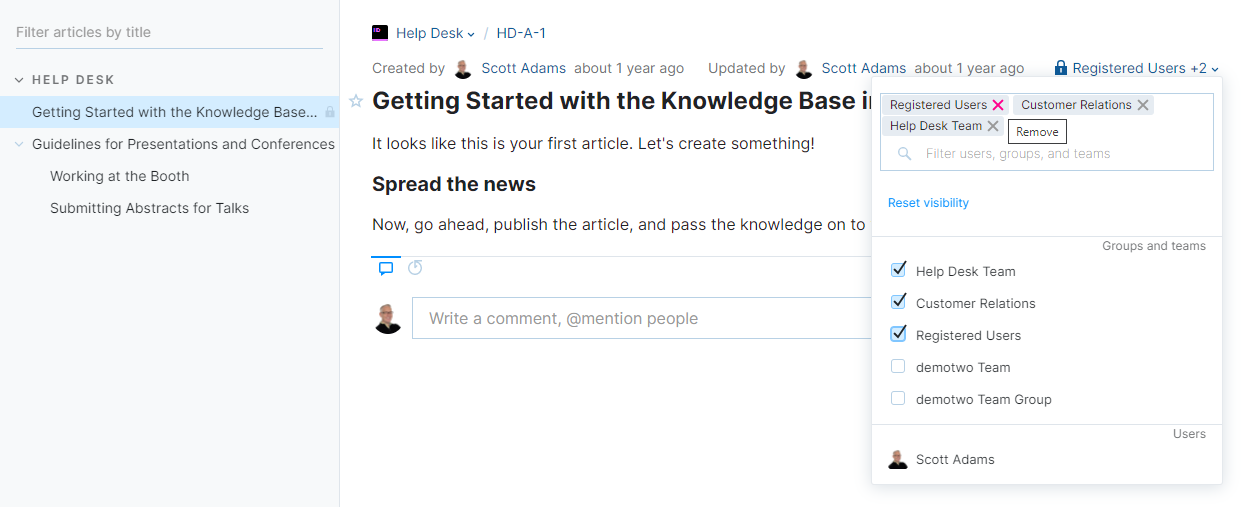 Changing visibility for a published article. Changing visibility for a published article.