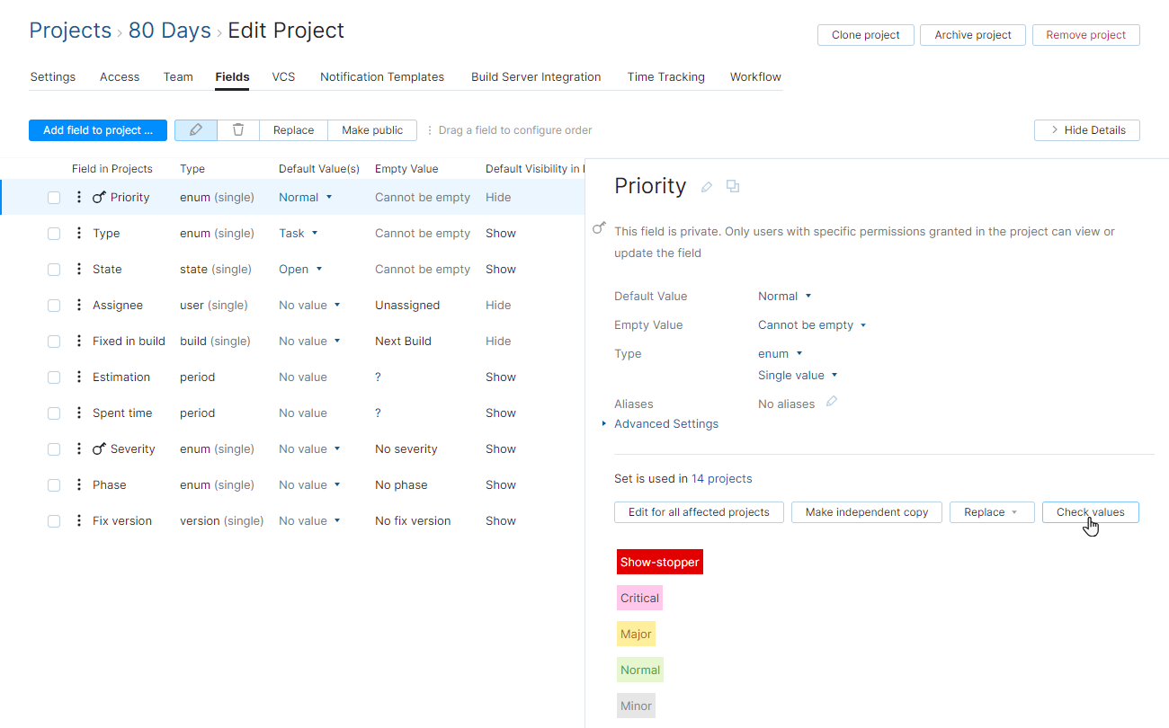Option for checking a field for consistent values. Option for checking a field for consistent values.