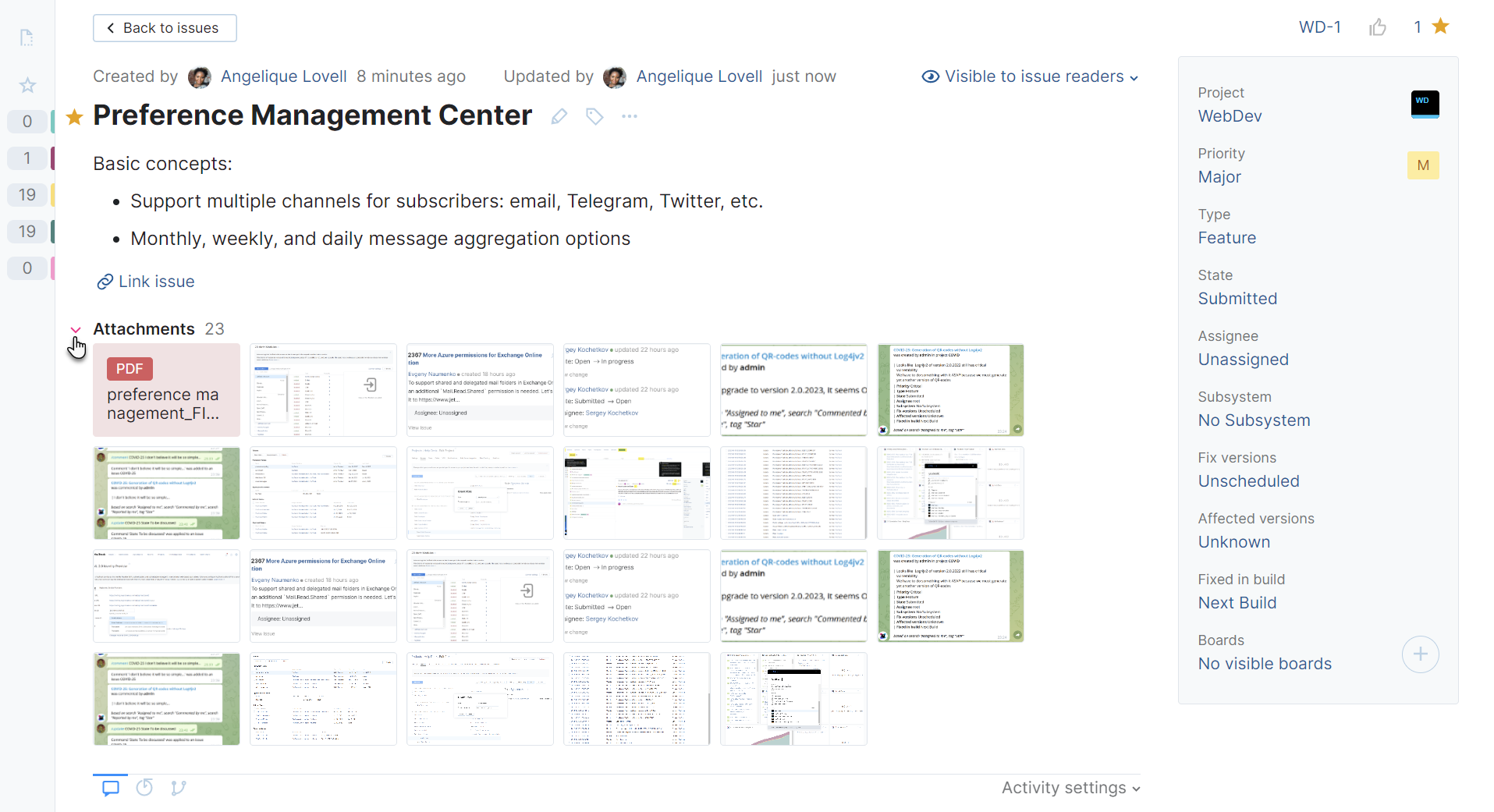 Control that collapses the Attachments panel in an issue. Control that collapses the Attachments panel in an issue.