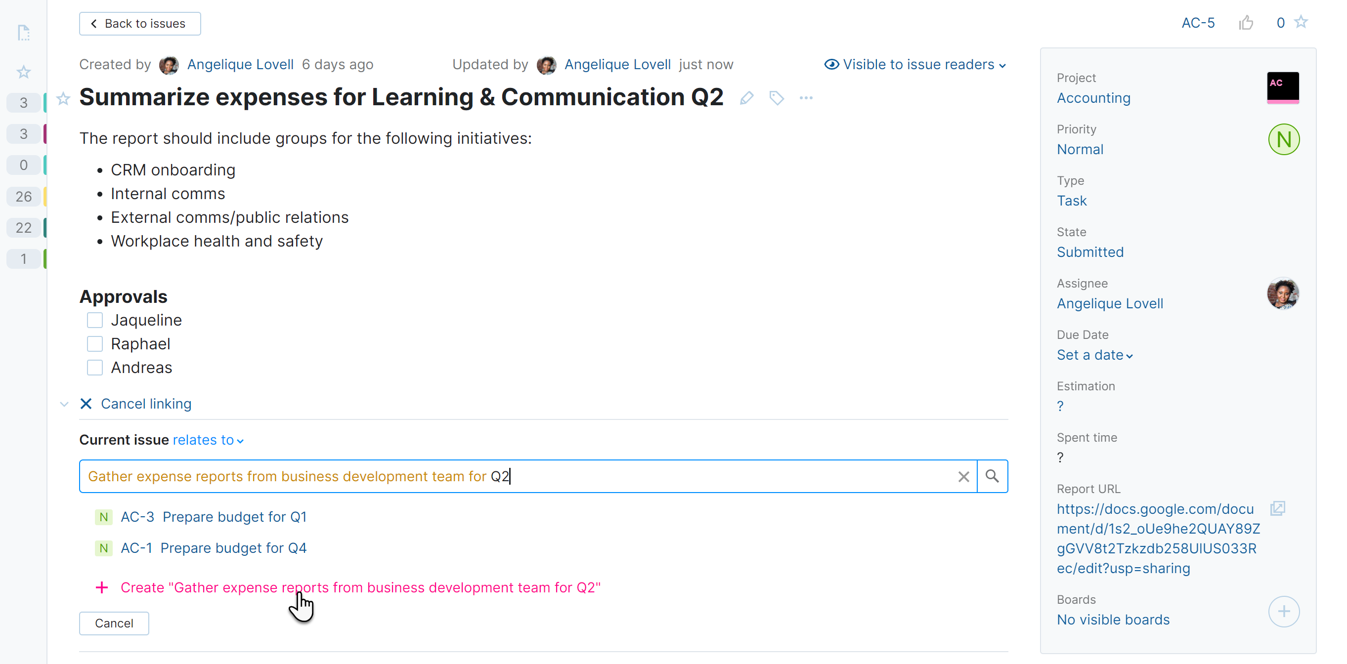 Creating a new linked issue. Creating a new linked issue.