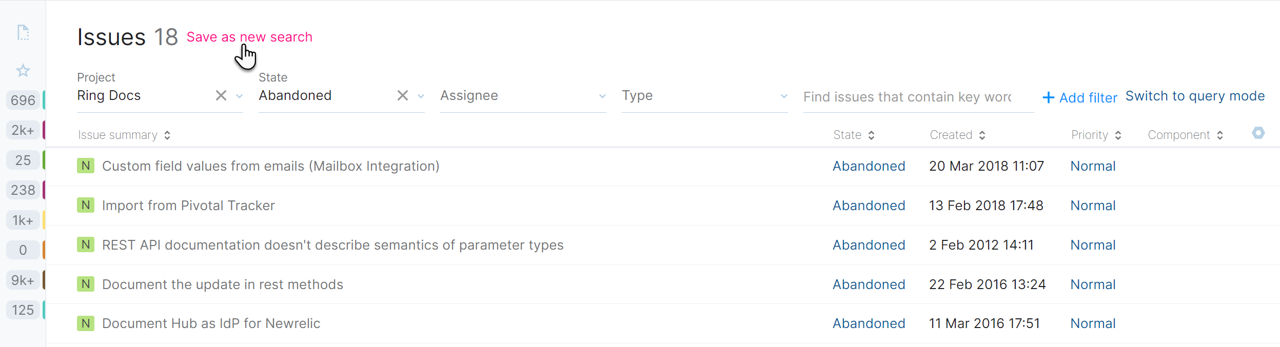The Save search icon in the search box. The Save search icon in the search box.