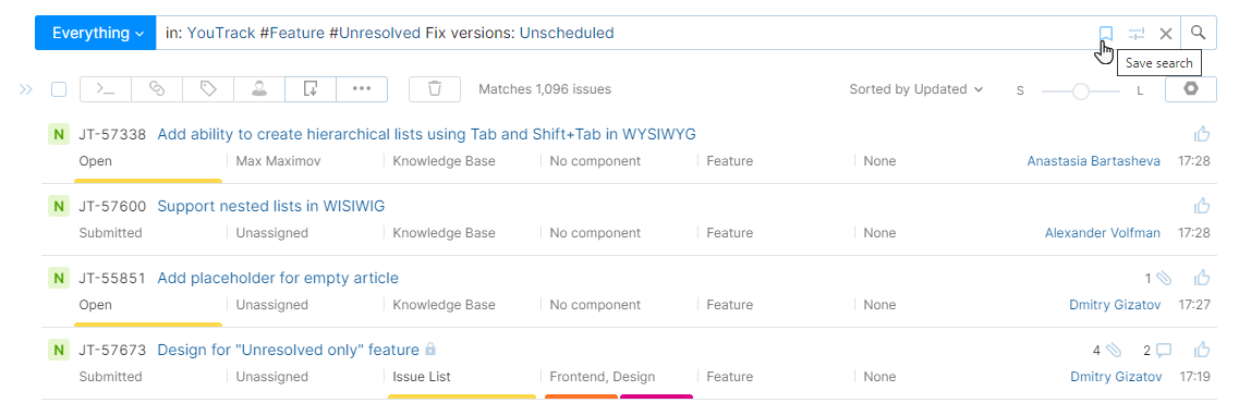 The Save search icon in the search box. The Save search icon in the search box.