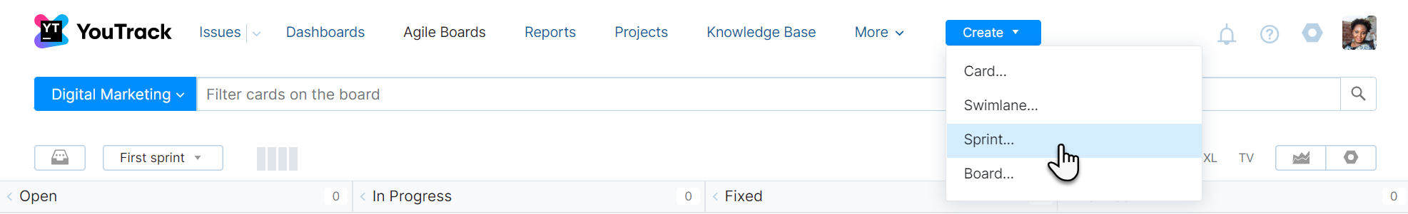 Create sprint Create sprint