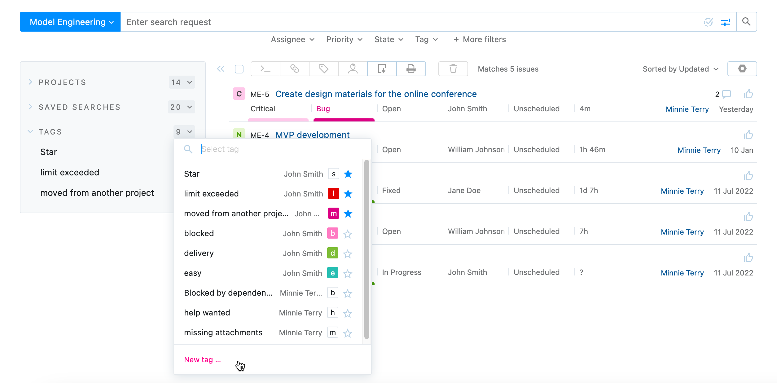 Option to add tag from the sidebar in the Issues list. Option to add tag from the sidebar in the Issues list.