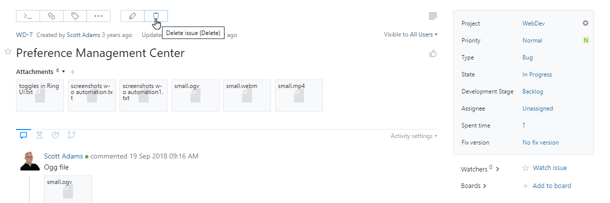 Delete issue Delete issue