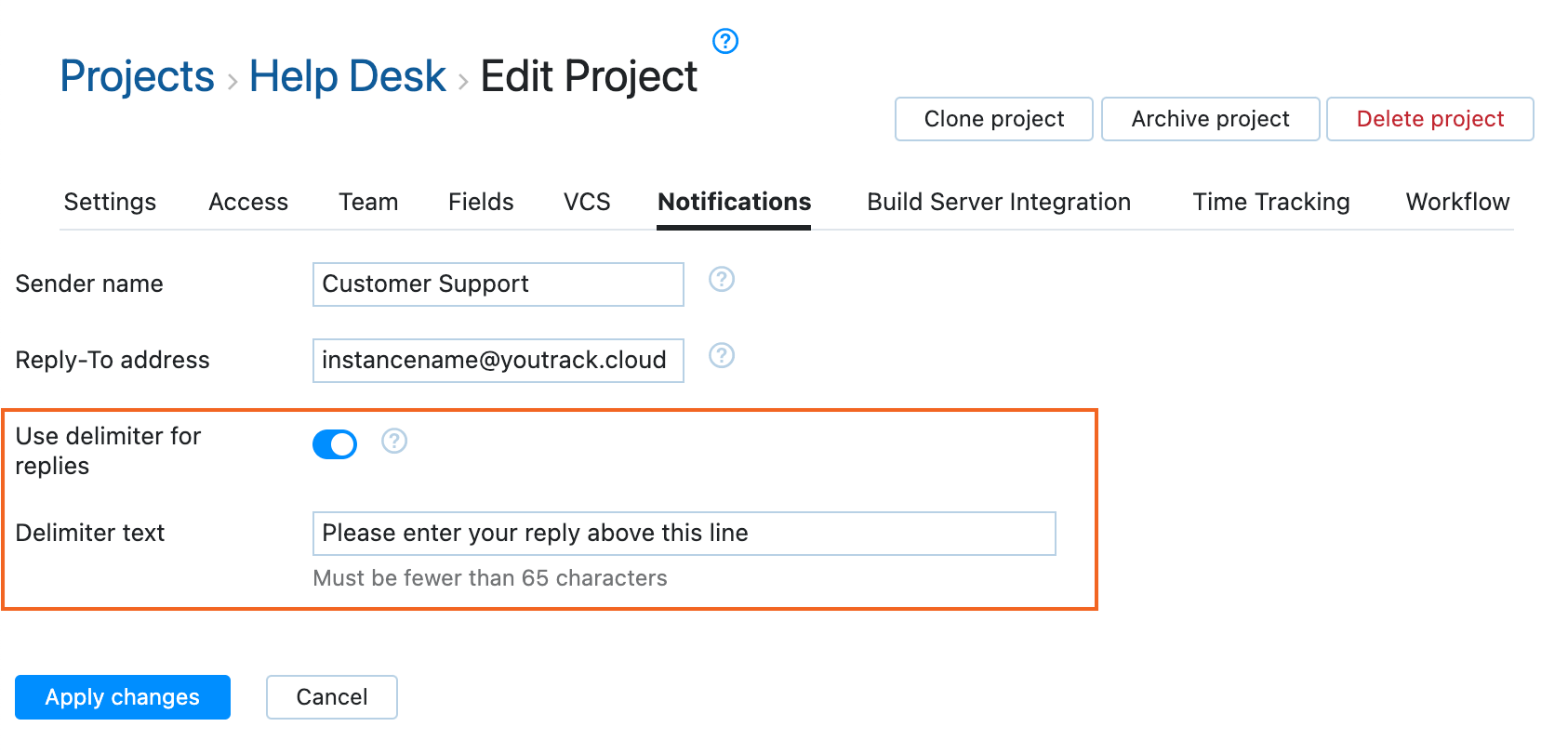 Delimiter for the replies Delimiter for the replies