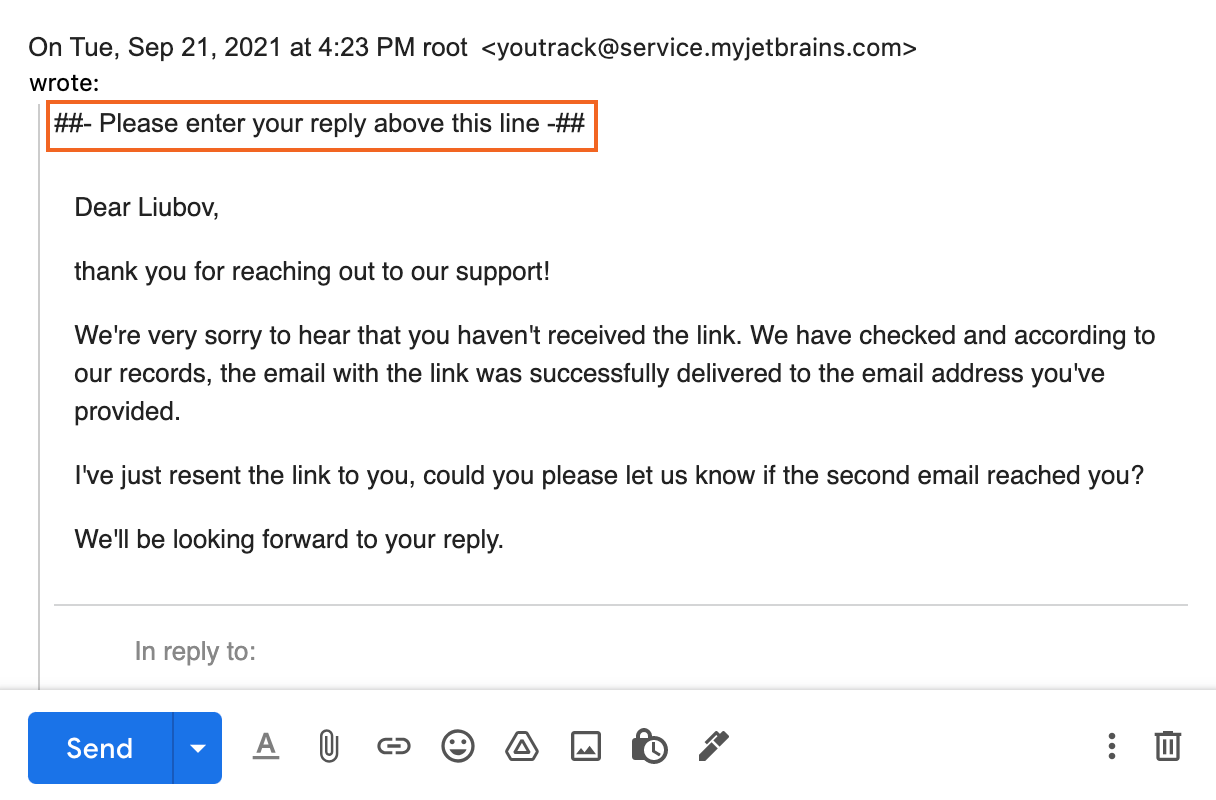 Delimiter in the email Delimiter in the email