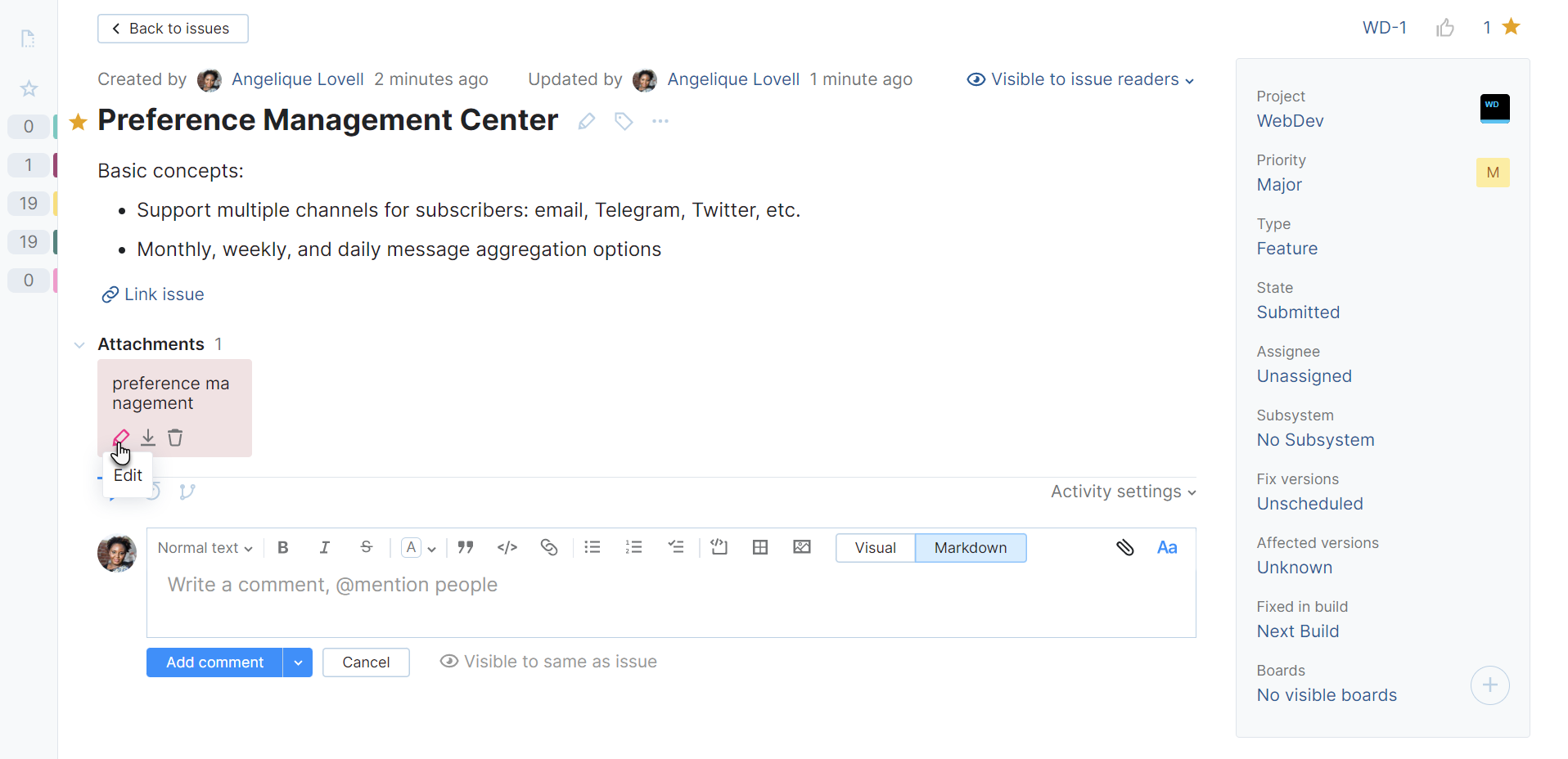 Edit attachment Edit attachment