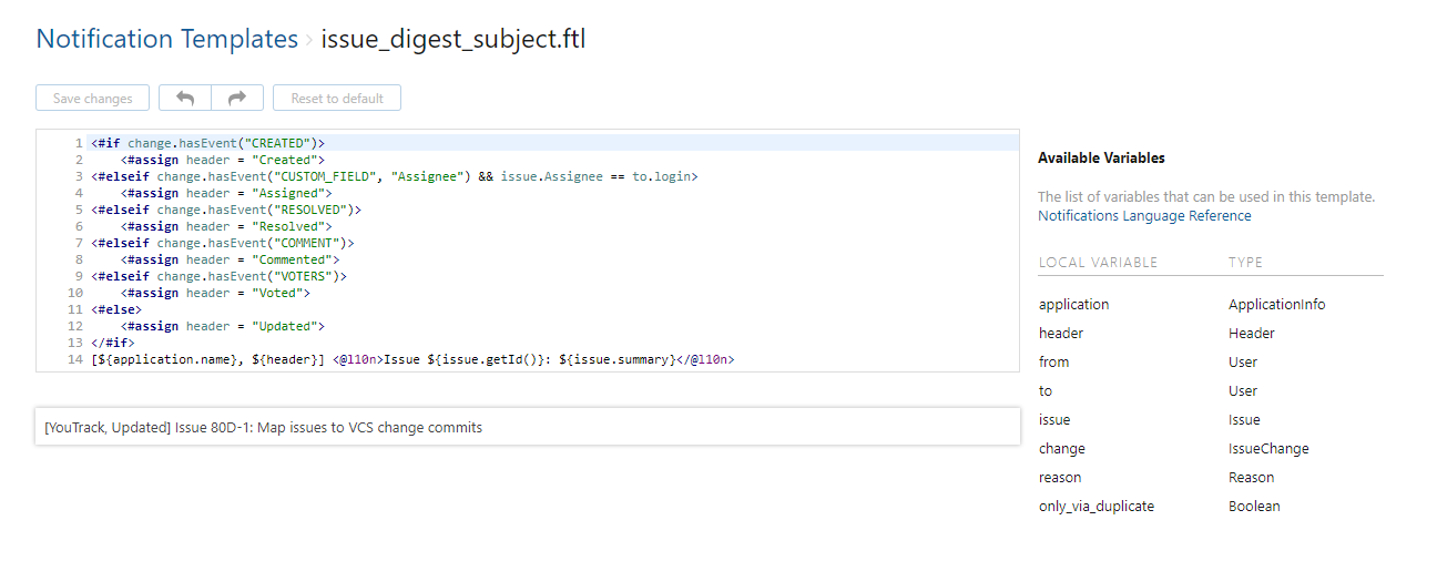 Edit notification template Edit notification template