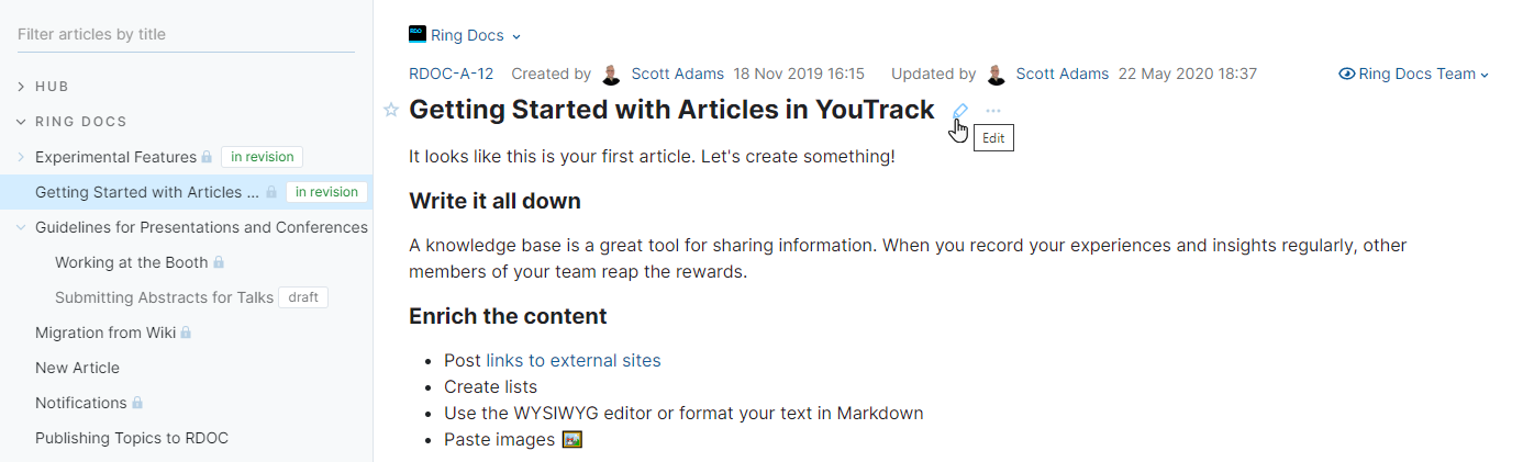 Edit a published article. Edit a published article.