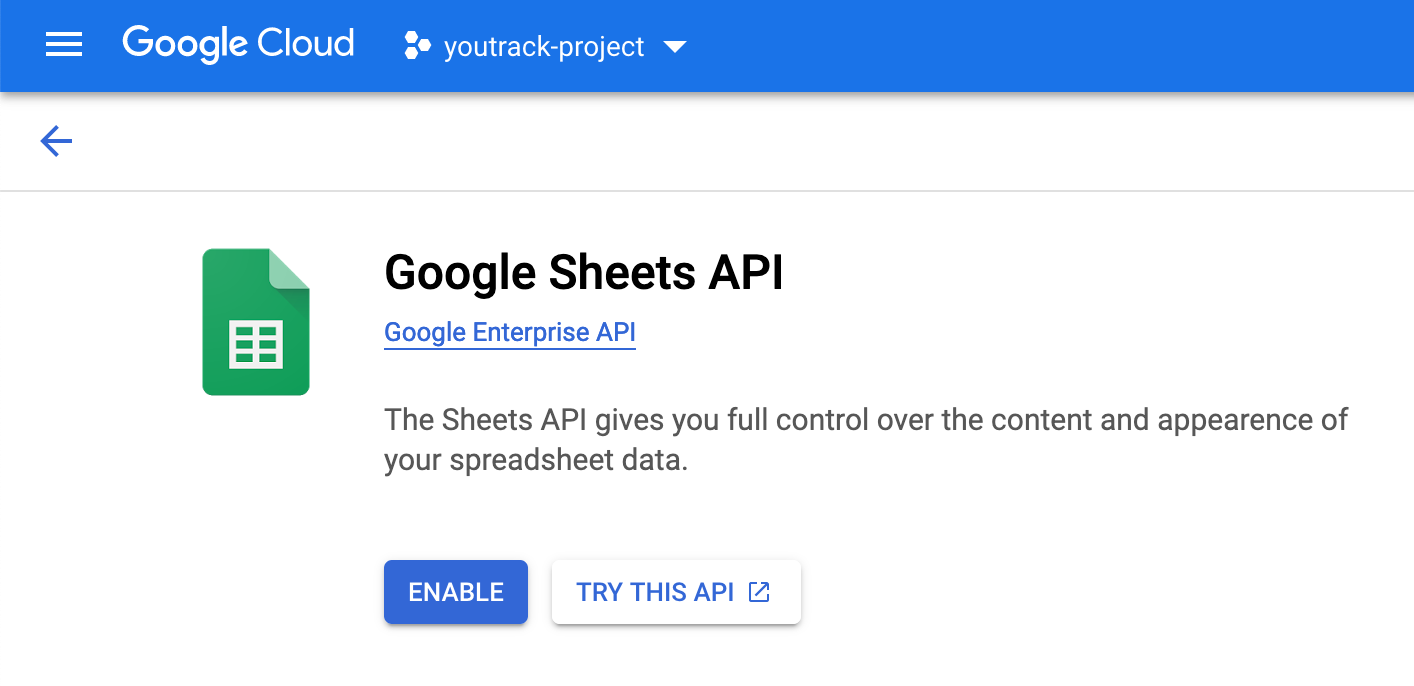 Enable the Google Sheets API Enable the Google Sheets API