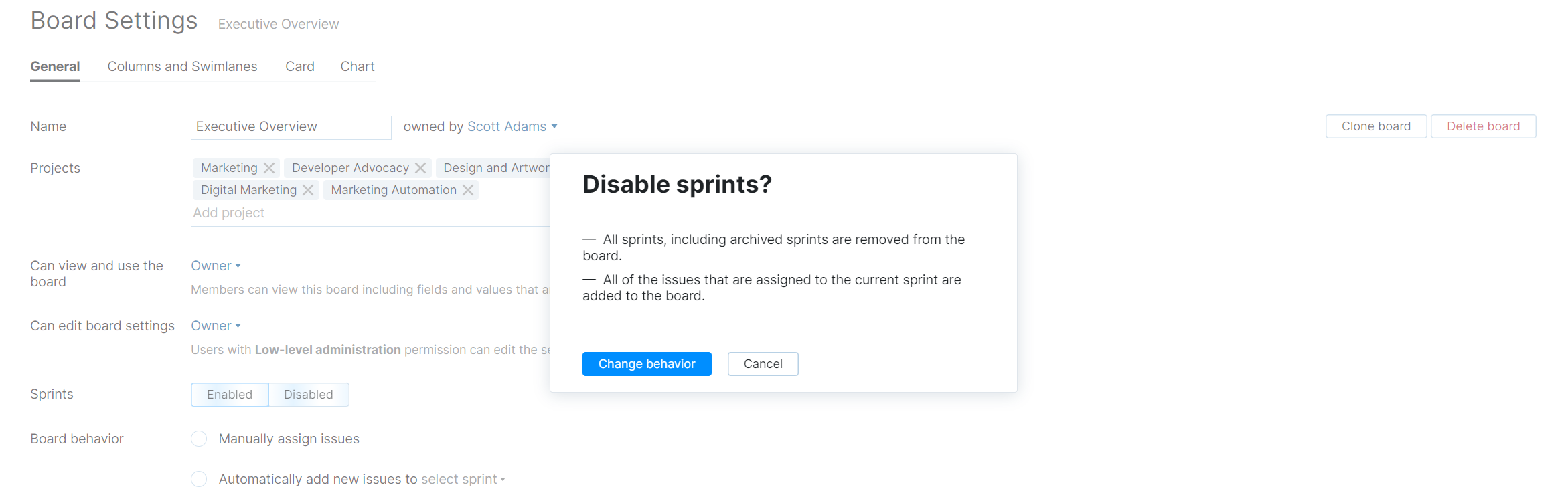 Executive disable sprints Executive disable sprints