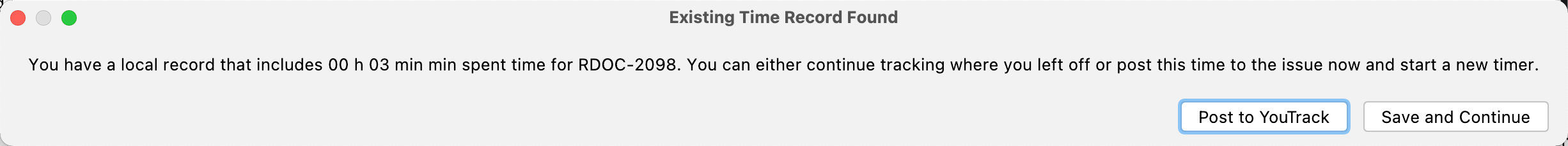 Existing time record found Existing time record found