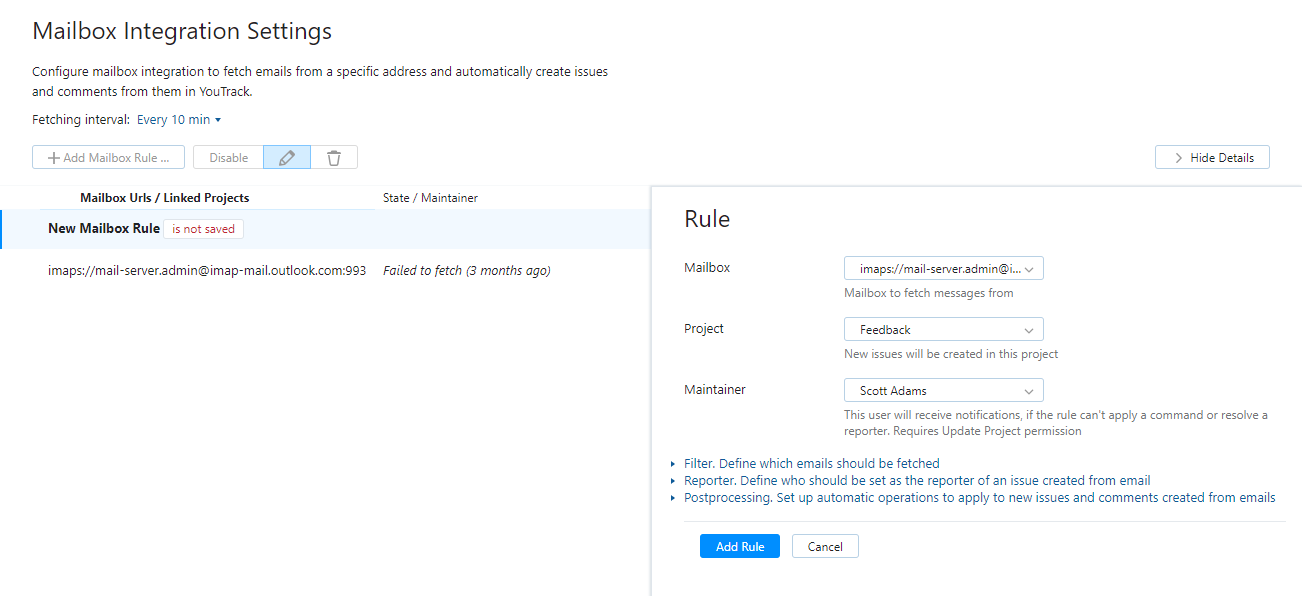 feedback mailbox rule feedback mailbox rule