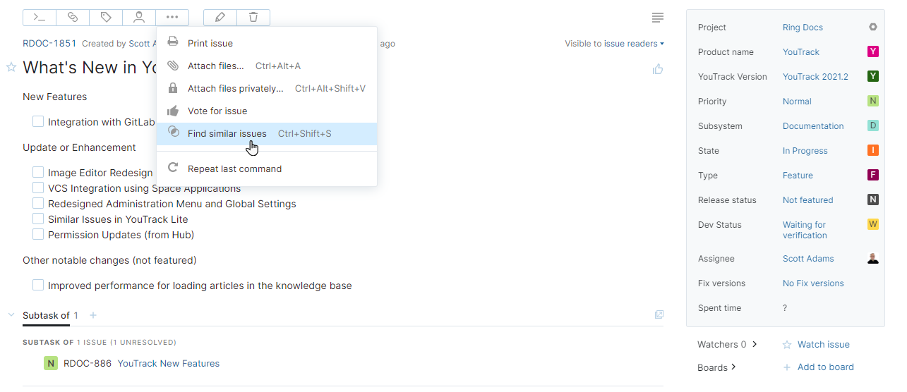 Find similar issues action toolbar. Find similar issues action toolbar.