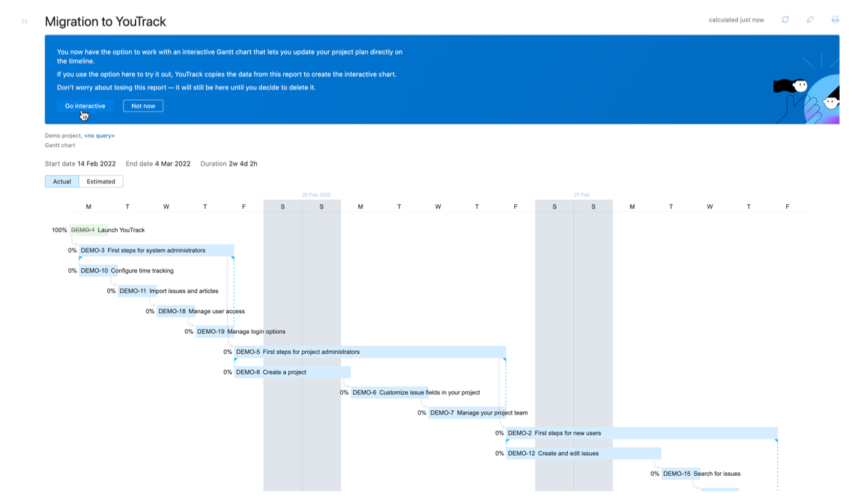 Option to migrate to the interactive chart in the report header. Option to migrate to the interactive chart in the report header.