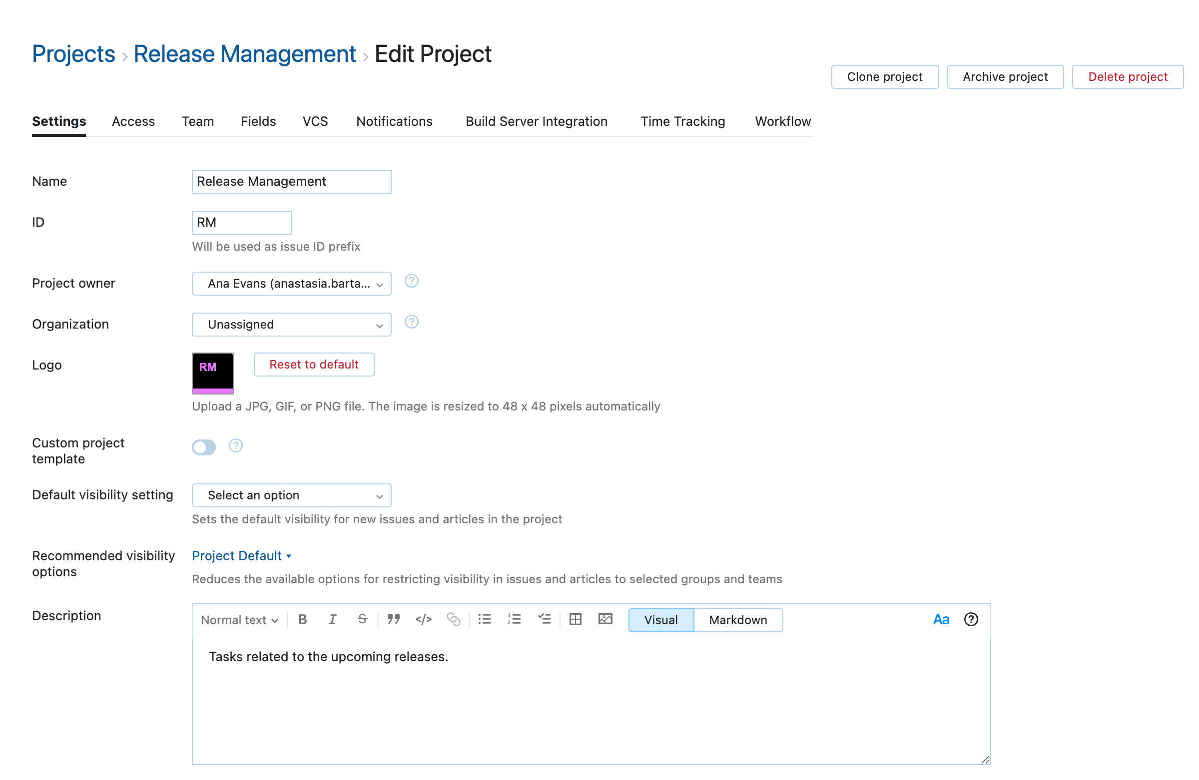 General project settings General project settings