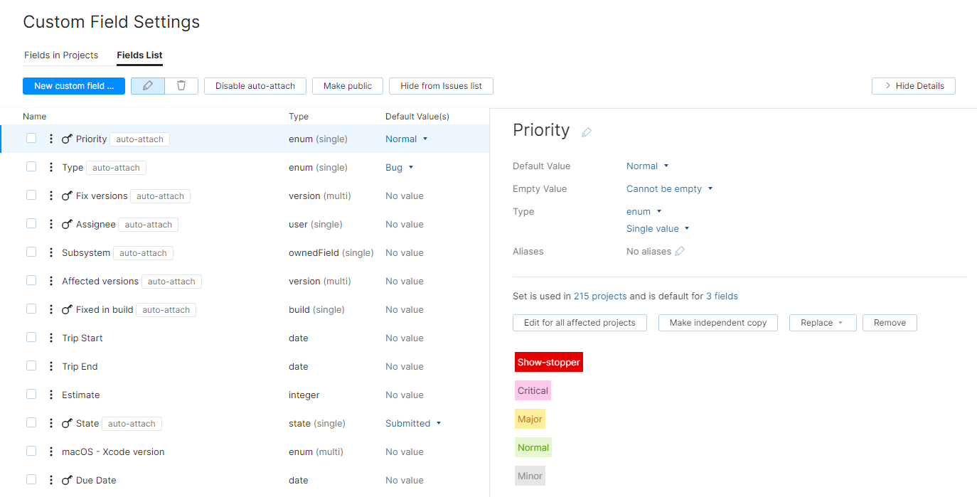 Global custom field settings Global custom field settings
