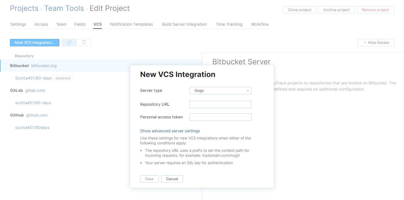 New Integration Dialog with filled in fields New Integration Dialog with filled in fields