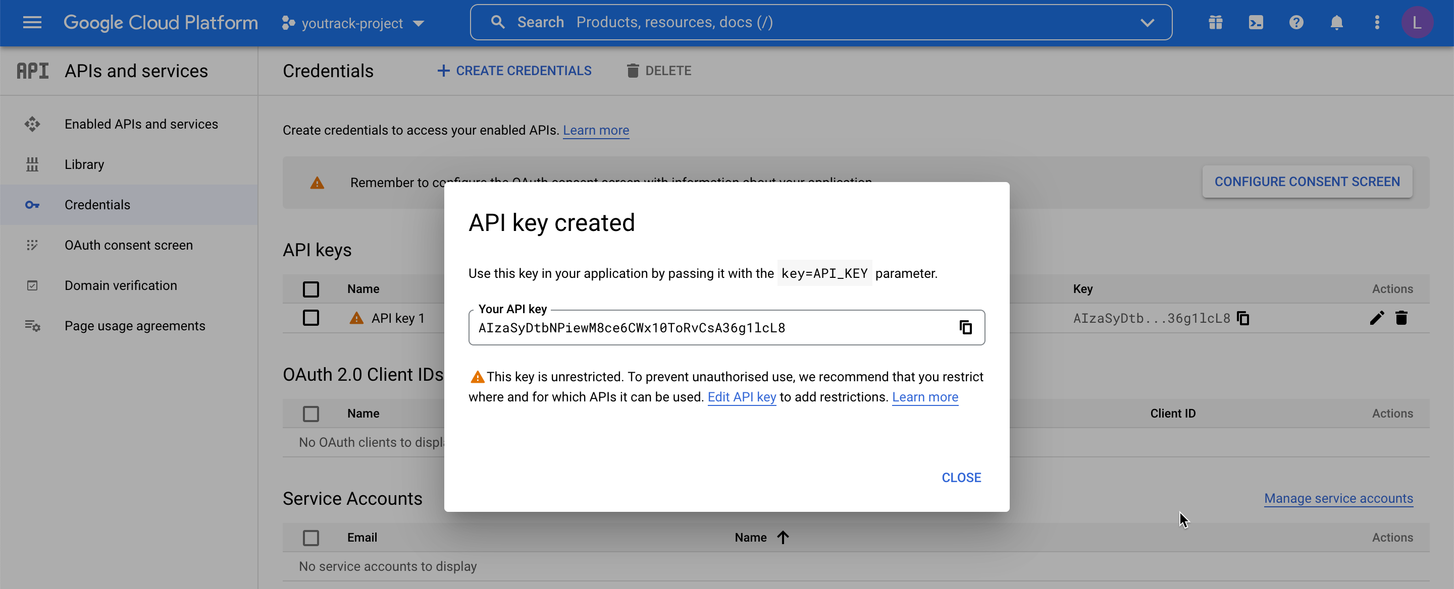 The API key in Google Sheets The API key in Google Sheets