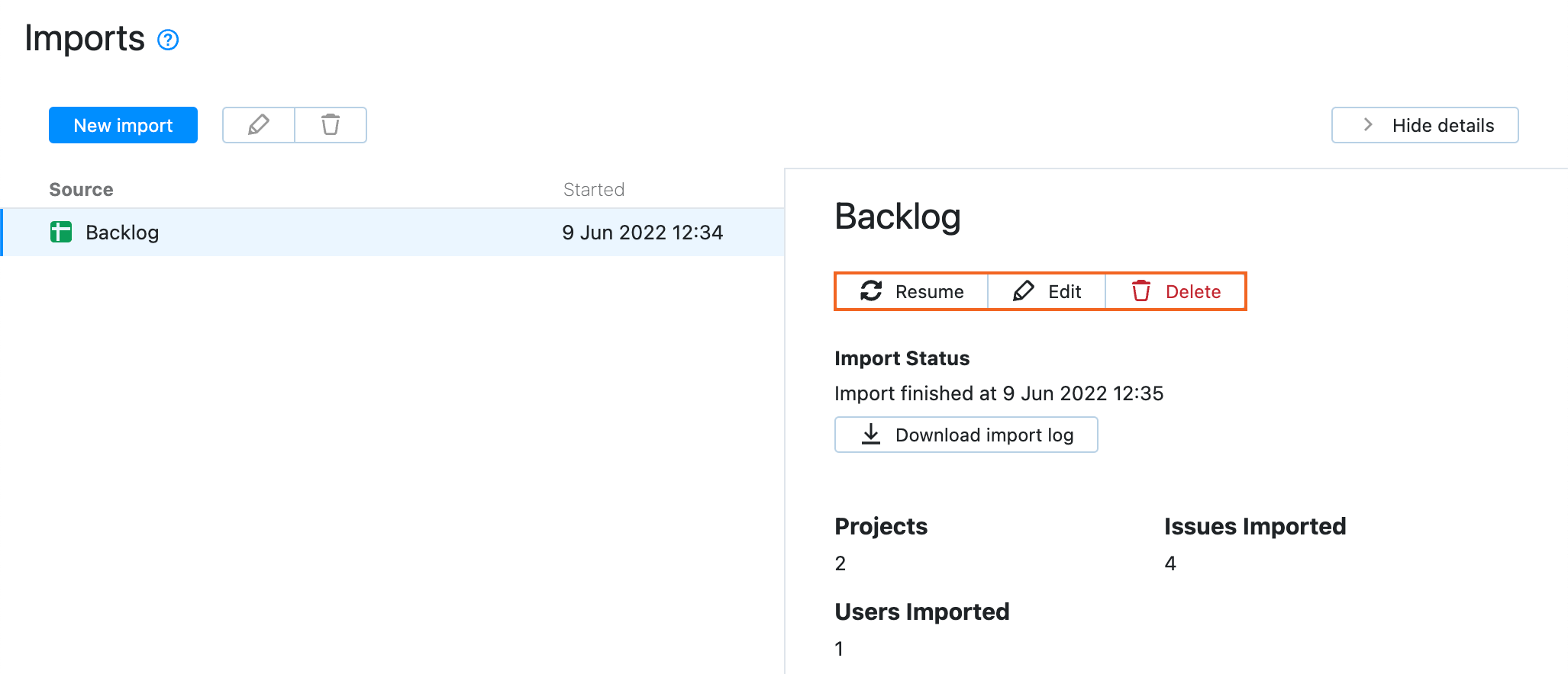 Import Options Import Options