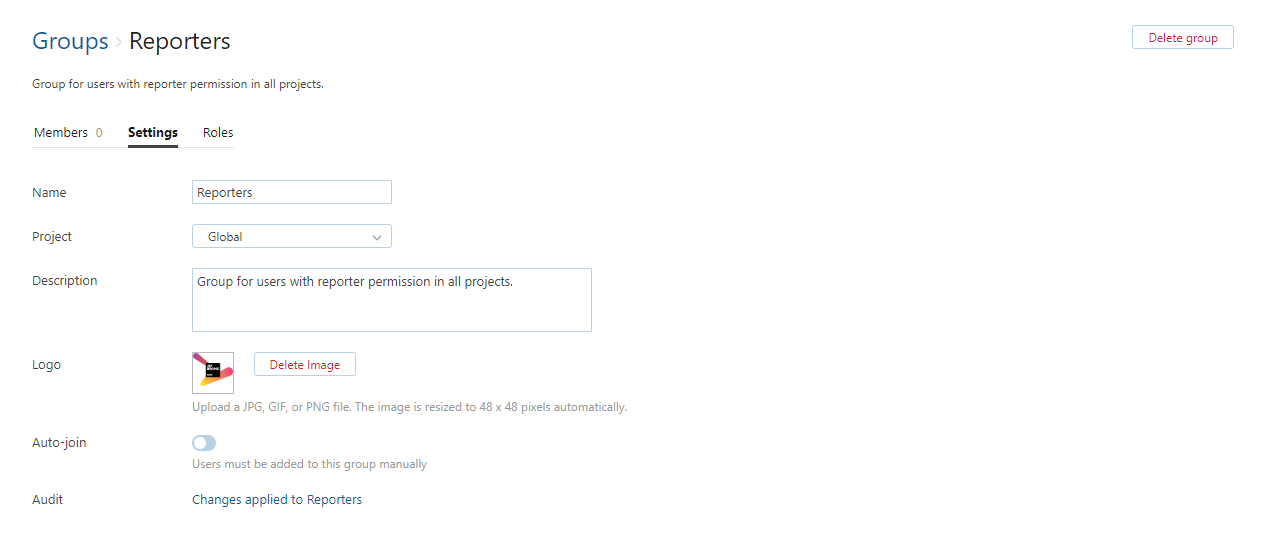 Group profile settings Group profile settings