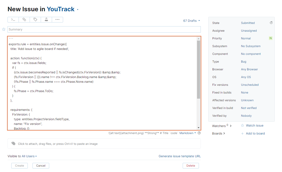 New issue in YouTrack from selected IDE text. New issue in YouTrack from selected IDE text.